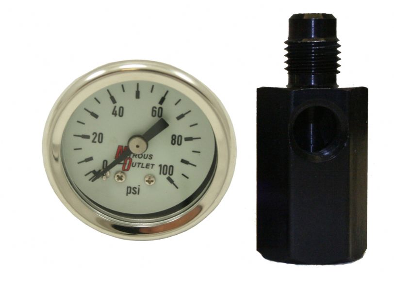 Nitrous Outlet Luminescent Fuel Pressure Gauge & 4AN Manifold (0-100psi)