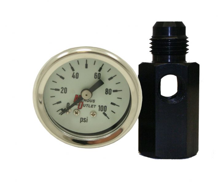 Nitrous Outlet Luminescent Fuel Pressure Gauge & 6AN Manifold (0-100psi)