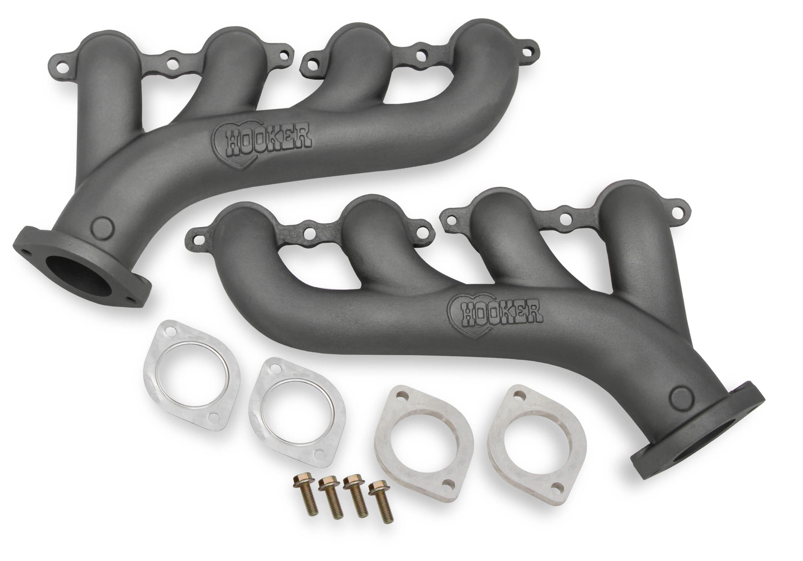 GM LS Series Hooker Headers Exhaust Manifolds w/2.5" Outlet - Cast Iron Gray Ceramic Finish