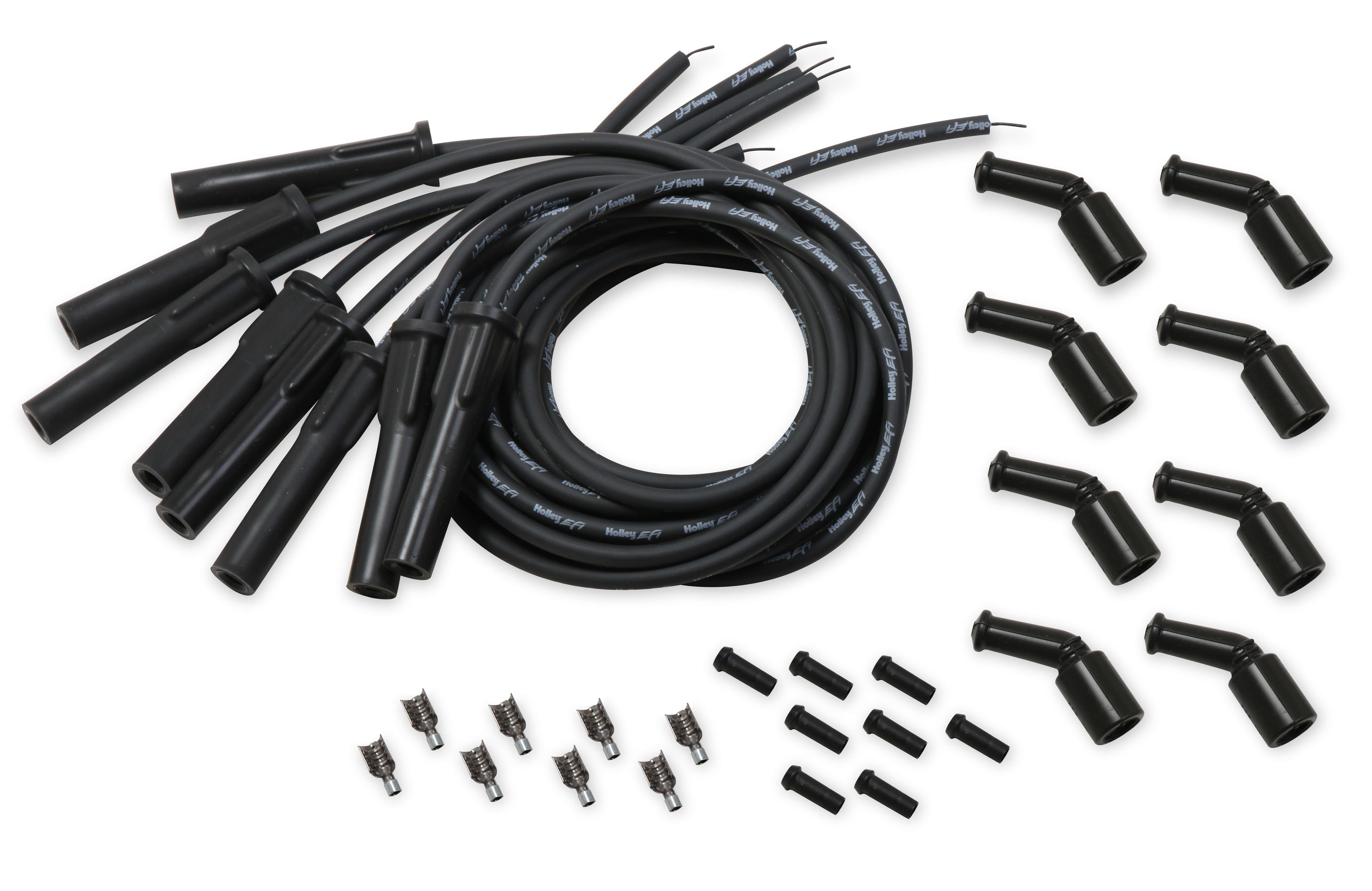 LS Series Holley EFI Cut to Fit Spark Plug Wire Set - Black (For OE Coil)