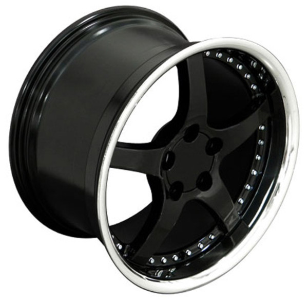 OE Wheels Corvette C5 Y2K Replica Wheel - Black w/polished lip 18x10.5" (58mm Offset)