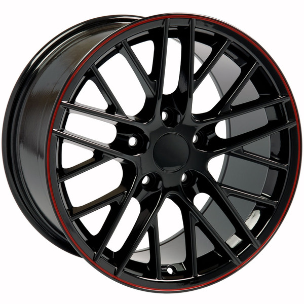 OE Wheels Corvette C6 ZR1 Replica Wheel - Black w/Red Band 17x9.5" (54mm Offset)