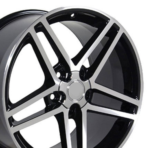 OE Wheels Corvette C6 Z06 Replica Wheel - Black w/Machined Face 18x10.5"/18x9.5" Set (56mm Offset)