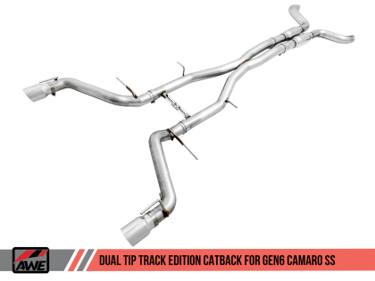 2016+ Camaro SS 6.2L V8 AWE Tuning Track Edition Catback Exhaust System w/Chrome Silver Tips (Resonated)