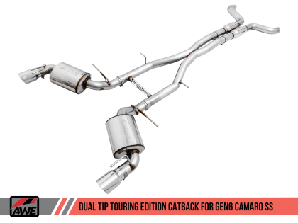 2016+ Camaro SS 6.2L V8 AWE Tuning Touring Edition Catback Exhaust System w/Chrome Silver Tips (Resonated)