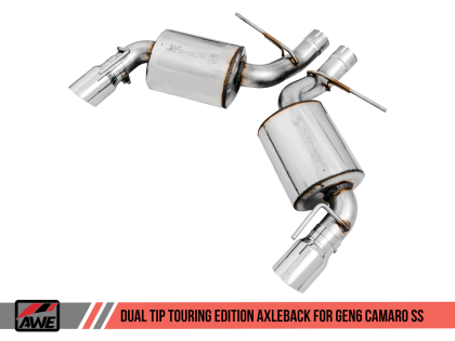 2016+ Camaro SS 6.2L V8 AWE Tuning Touring Edition Axleback Exhaust System w/Chrome Silver Tips