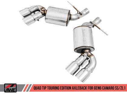2016+ Camaro SS 6.2L V8 AWE Tuning Touring Edition Axleback Exhaust System w/Chrome Silver Quad Tips