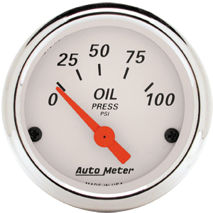 Auto Meter Artic White Series 2 1/16" Short Sweep Oil Pressure Gauge - 0-100PSI