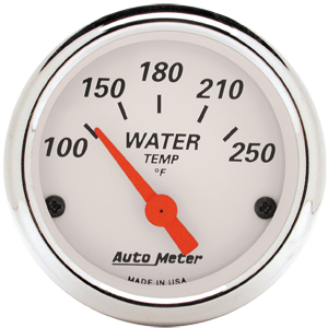 Auto Meter Artic White Series 2 1/16" Short Sweep Water Temperature Gauge - 100-250 Degrees F