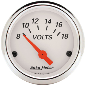 Auto Meter Artic White Series 2 1/16" Short Sweep Voltmeter Gauge - 8-18 Volts