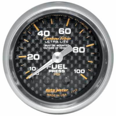 Auto Meter Carbon Fiber Mechanical Fuel Pressure