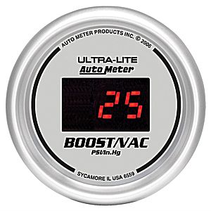 Autometer Digital Series 2 1/16" Vacuum/Boost Gauge (30 In Hg.-Vac./30 PSI) - White