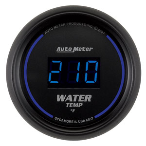 Autometer Digital Series 2 1/16" Water Temperature Gauge (0-300 Deg. F) - Black w/Blue Display