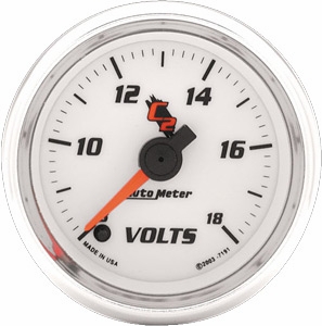Auto Meter C2 Series Electric Voltmeter 8-18 Volts