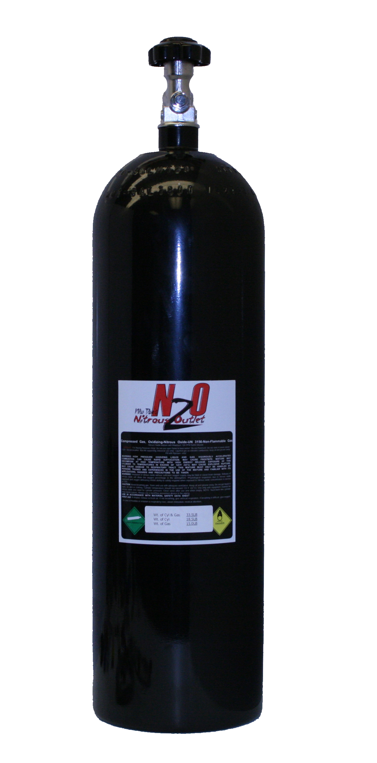 Nitrous Outlet Black 15lb Bottle with Standard Valve